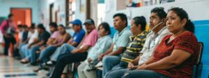 hispanic patients waiting in a clinic